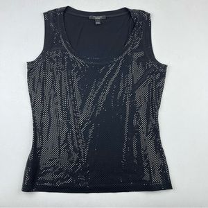 ST. JOHN CAVIAR Paillettes Black Top Sleeveless Shirt